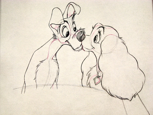  Walt ডিজনি Sketches - Tramp & Lady