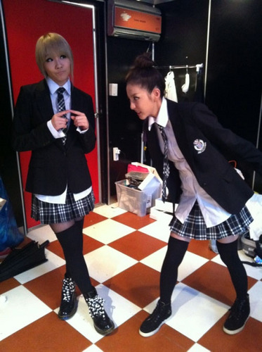 CL & Dara in school uniform