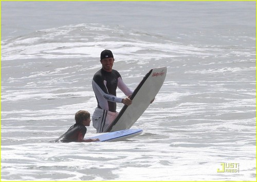 David Beckham: Shirtless Surfing with the Kids!