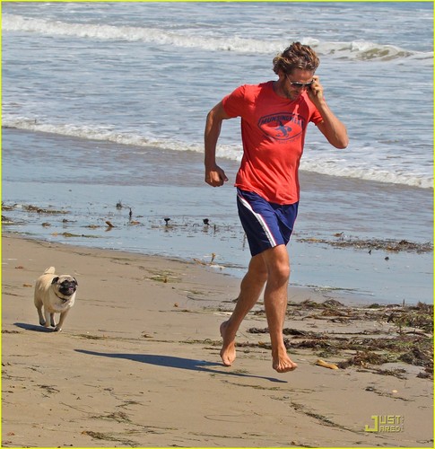 Gerard Butler Strolls the Beach with Lolita