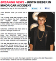 Justin Bieber: Minor Car Crash - justin-bieber photo
