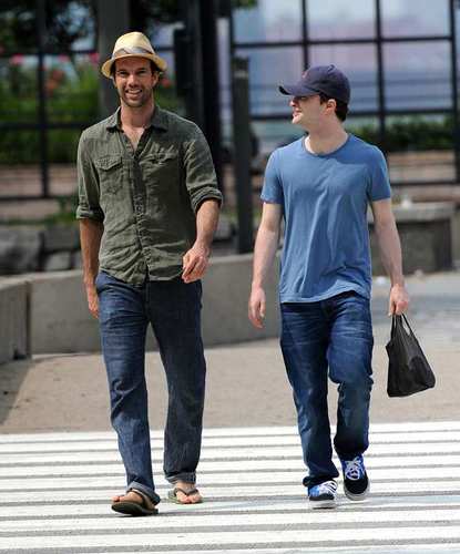 Dan and a friend taking a stroll before How to Succeed (09.04.11) MQ 