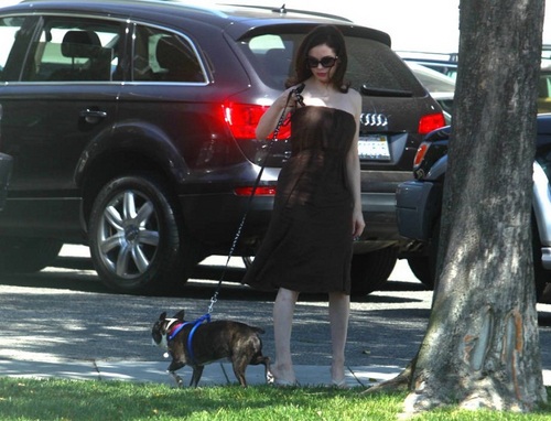 Rose McGowan walks her dog in Beverly Hills, California, May 9, 2009