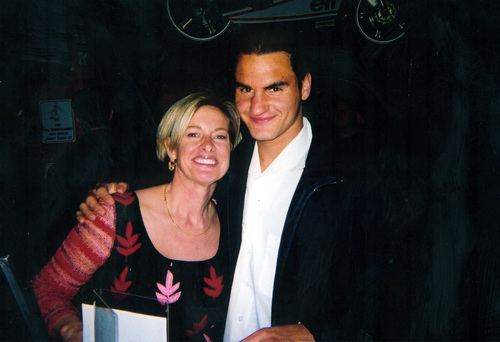  blond woman and federer