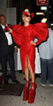  Gaga shows off a little more than she'd hoped in a red crotch revealing outfit. - lady-gaga photo