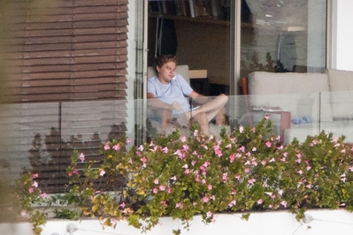  Leo on his balcony in Sydney studying his lines