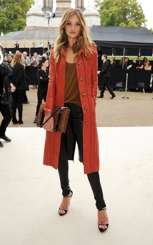 Rosie Huntington Whiteley and Sienna Miller at the Burberry Show as part of London Fashion Week 