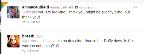 Emma Caulfield replied to my tweet