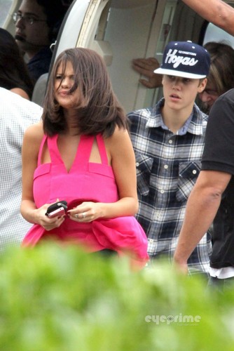  Justin Bieber and girlfriend Selena Gomez go for a helicopter ride in Rio de Janeiro.
