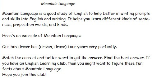  Instructions to Mountain Language