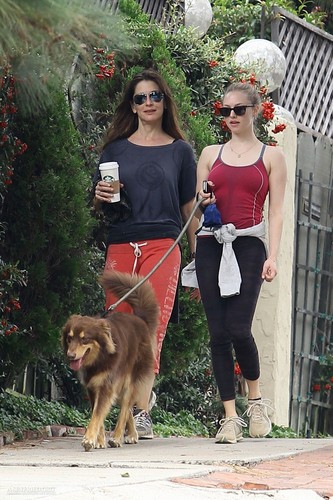  Amanda walking her dog, Finn, in Los Angeles - 10/24/11