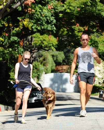  Amanda hiking in the Hollywood Hills with Harvy and Finn - 10/28/11