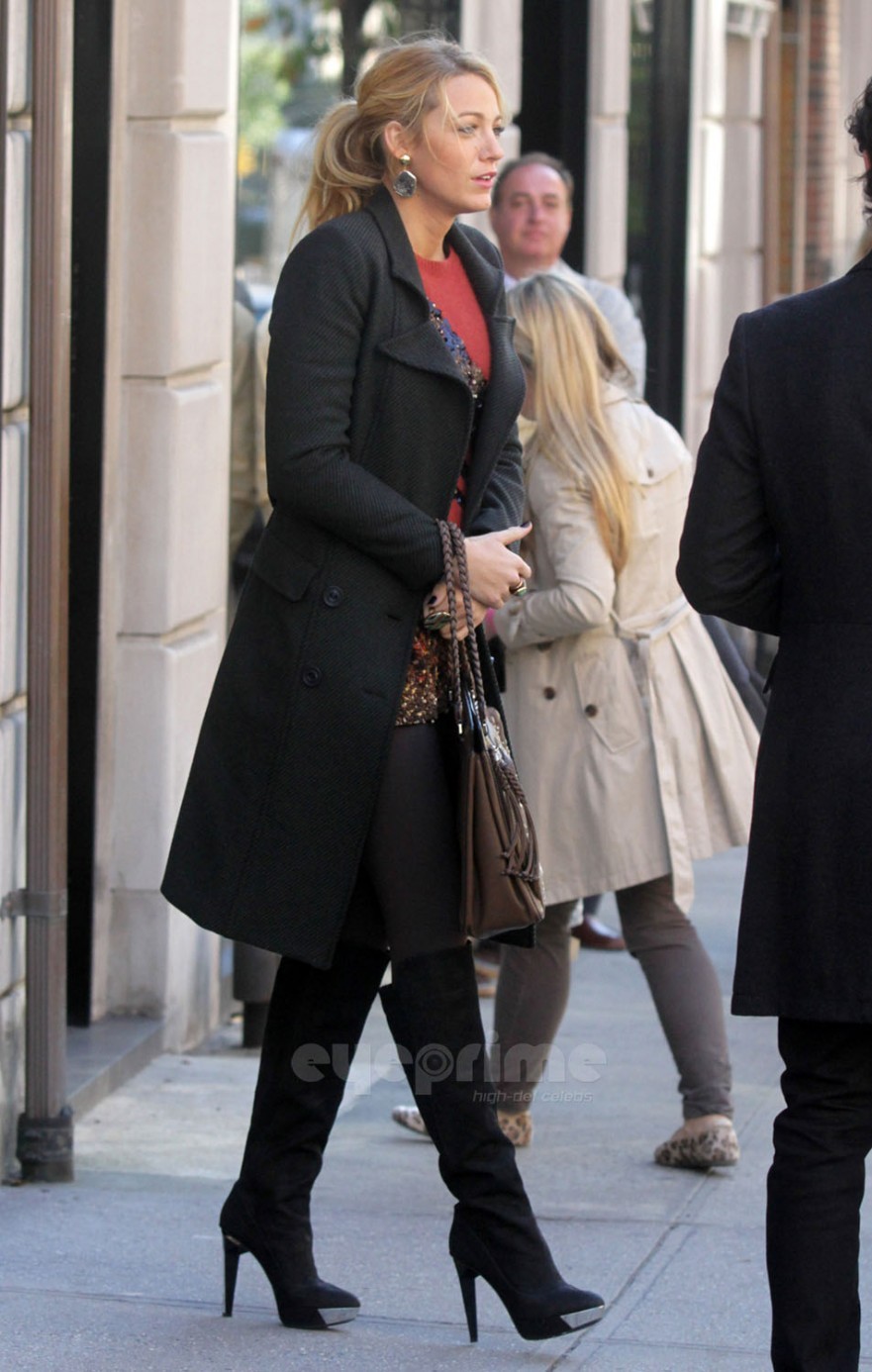 Blake Lively seen around on the Gossip Girl Set in NY Oct 25