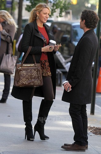 Blake Lively seen around on the Gossip Girl Set in NY, Oct 25