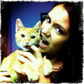 Nina with Ian's cat <3 - ian-somerhalder-and-nina-dobrev photo