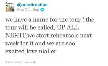  1D's tour will be called 'Up All Night'!!! :D