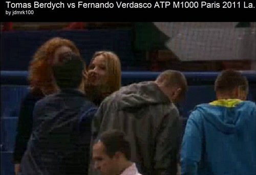  Berdych girlfriend Ester Satorova celebrates victory kisses....