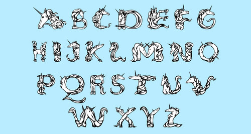 Unicorn letters and font