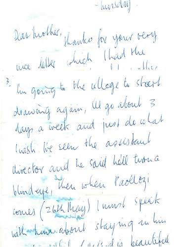 A hand written letter Stuart wrote for his mother Millie