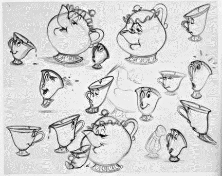  Walt डिज़्नी Model Sheets - Mrs. Potts & Chip Potts