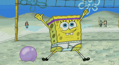 Spongebob-is-warming-up-for-volleyball-s