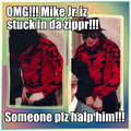Mike Jr. stuck in the zipper! - michael-jackson-funny-moments photo
