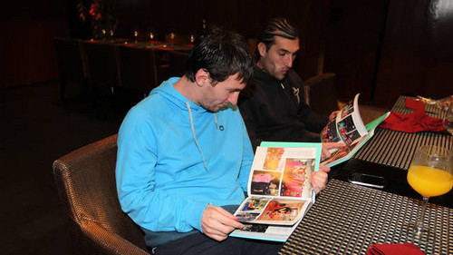 Players with their books