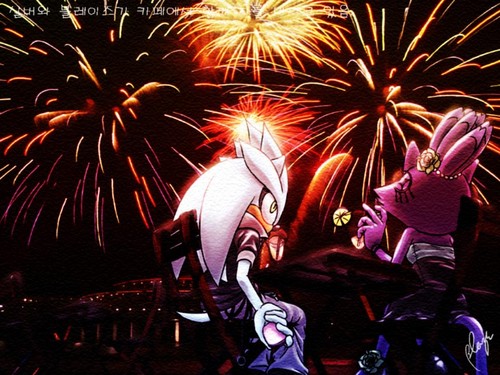 blaze and silver watching the fireworks
