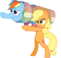 Applejack useing Rainbow Dash....as ammo I guess - my-little-pony-friendship-is-magic photo