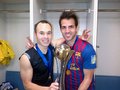 Andres Iniesta and Cesc Fabregas with the trophy - fc-barcelona photo