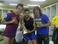 Cesc Fabregas, Gerard Pique and Carles Puyol with the trophy - fc-barcelona photo