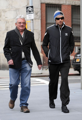 Hugh Jackman & Dad Out For A Stroll Together