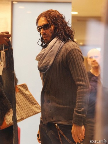Russell Brand Shops In London Sans Wedding Ring