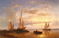 Hulk Abraham Dutch Fishing Vessels In A Calm At Sunset - fine-art photo