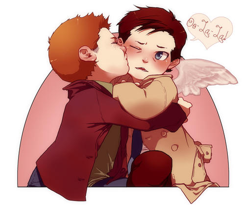  Dean/Cas - Hug + Kiss!