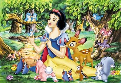 Snow white with animals