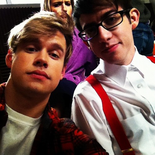  Chord and Kevin on the set of Glee