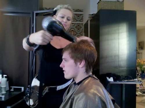  Jen and Josh getting their hair done