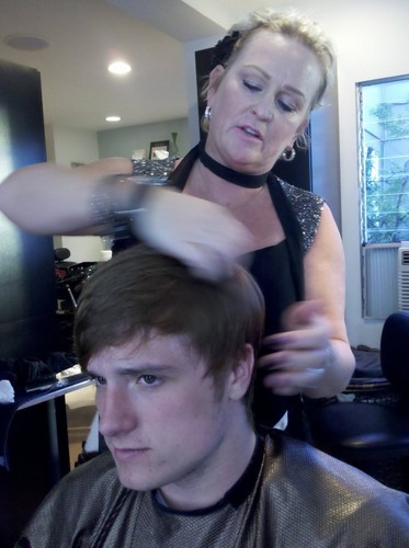  Jen and Josh getting their hair done