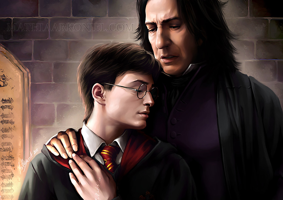 libros Male Characters fan Art: Snape and Harry.