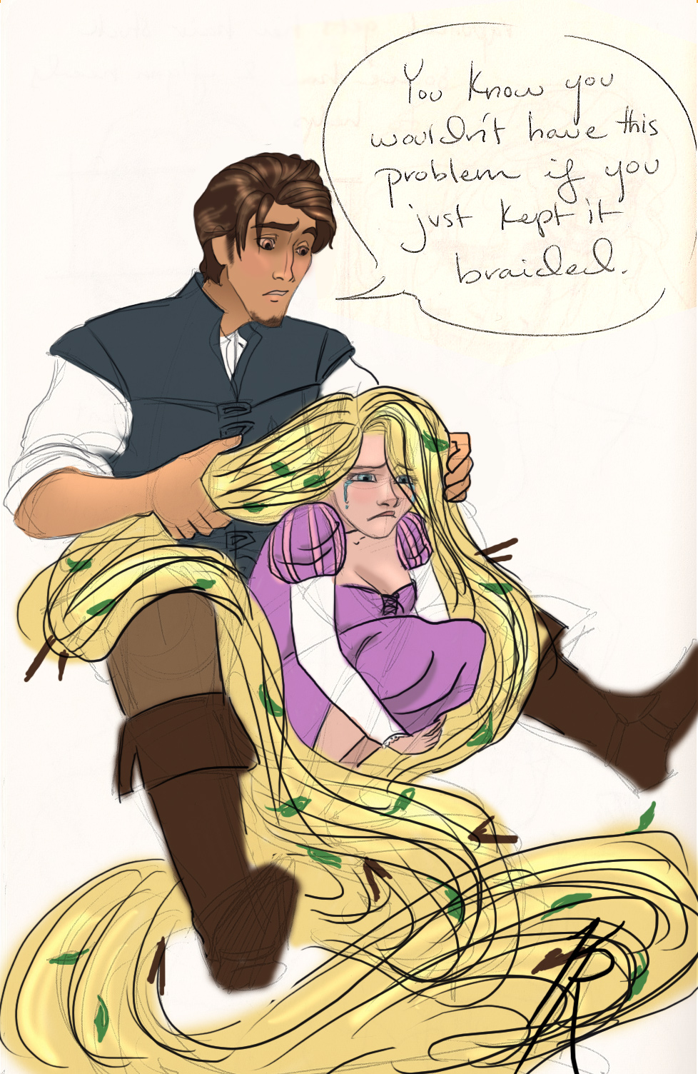 Really Tangled; You know you wouldn't have this problem if just kept it  braided - Disney Princess Fan Art (28538951) - Fanpop