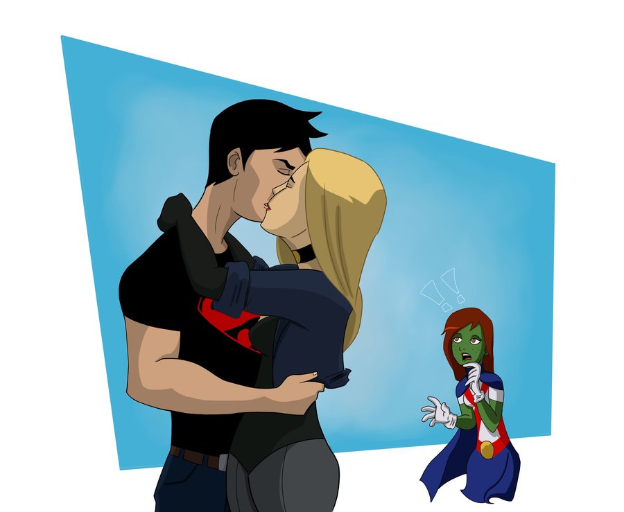 Superboy e Canário Negro beijar atualizado - jovem de justiça fan art