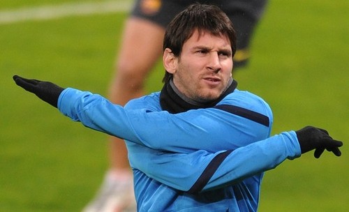  Messi Training Preparation Ahead Bayer Leverkusen Match (13 February 2012)