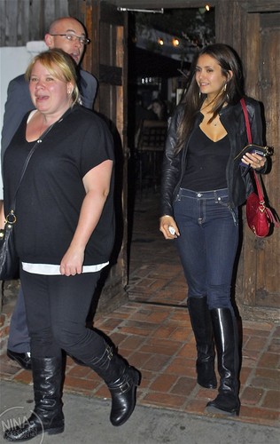  FEBRUARY 2ND - Leaving a restaurant with Julie Plec in West Hollywood, CA