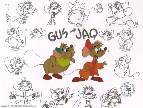  Дисней Золушка mice Jaq and Gus Production Cel