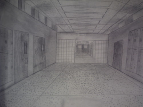  My drawing of my school's hallway