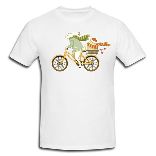  Bicycle Bunny in Winter - Easter T-Shirt