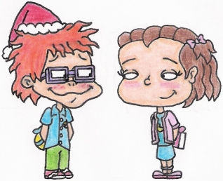 Rugrats 粉 丝 Art: Chuckie and Lil at Christmastime.