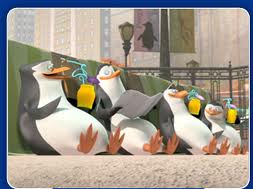  Four chillin' penguins
