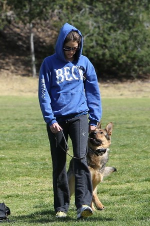  Nikki Reed & Paul McDonald out with their German Shepherds in a park in Hollywood - March 7, 2012.